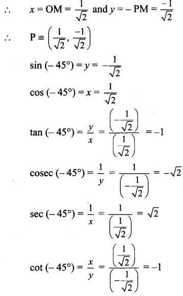 Maharashtra Board Solutions Class 11-Arts & Science Maths (Part 1): Chapter 2- Trigonometry – I Ex 2.1