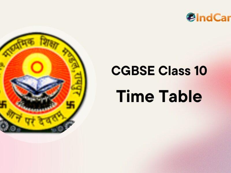 CGBSE Class 10 Time Table
