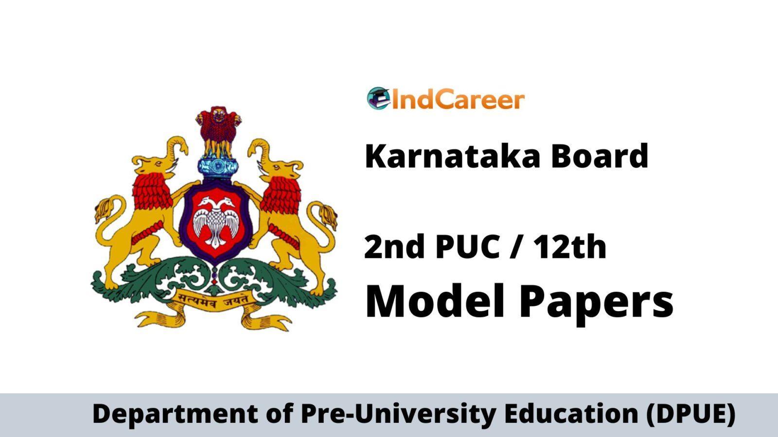 Karnataka 2nd PUC Model Question Papers