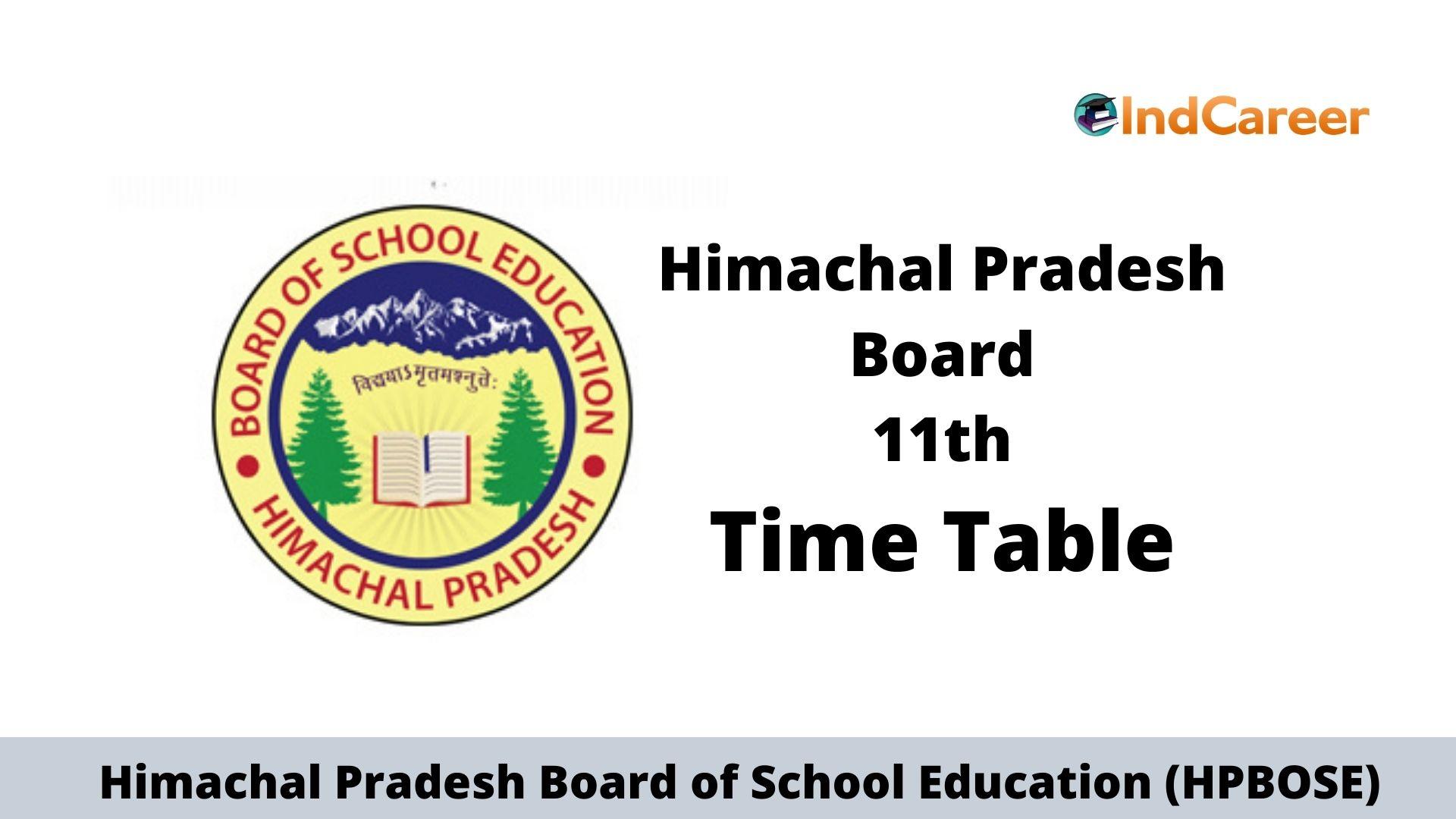 HP Board Class 11th Date Sheet