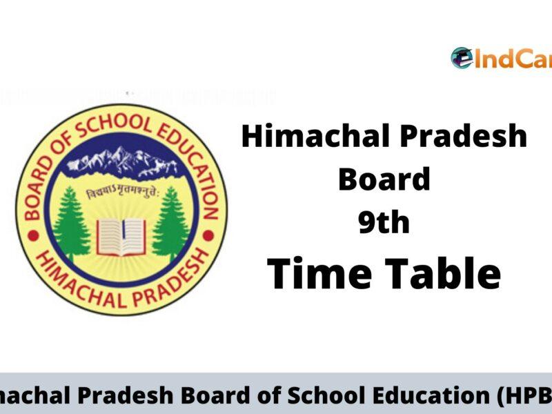 HPBOSE Class 9th Date Sheet