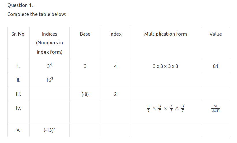 Maharashtra Board Solutions Class 7-Maths (Practice Set 26): Chapter 6- Indices
