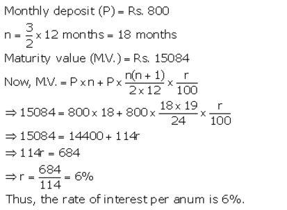 Selina Concise Mathematics Class 10 ICSE Solutions Banking (Recurring Deposit Accounts) - 35