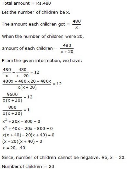 Selina Concise Mathematics Class 10 ICSE Solutions Solving Simple Problems (Based on Quadratic Equations) - 48
