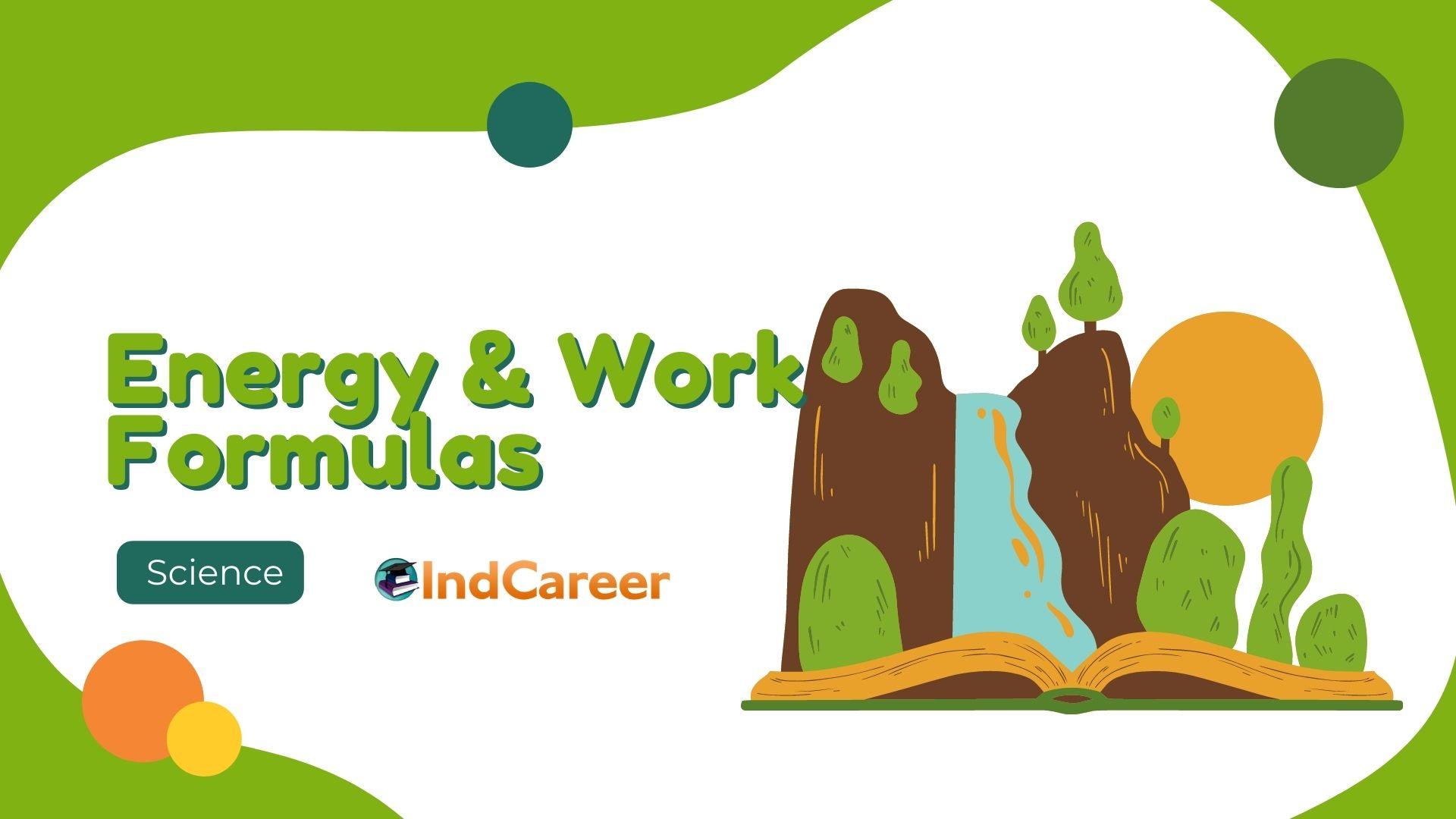 Formulas related to energy and work