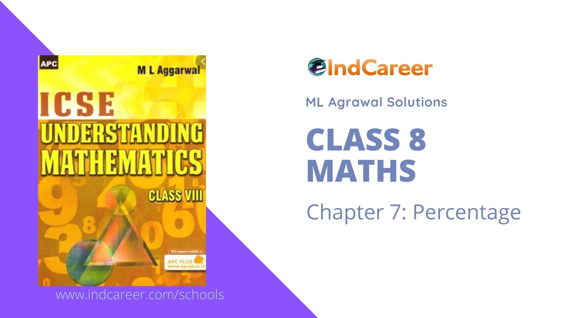 ML Aggarwal Solutions for Class 8 Maths Chapter 7- Percentage