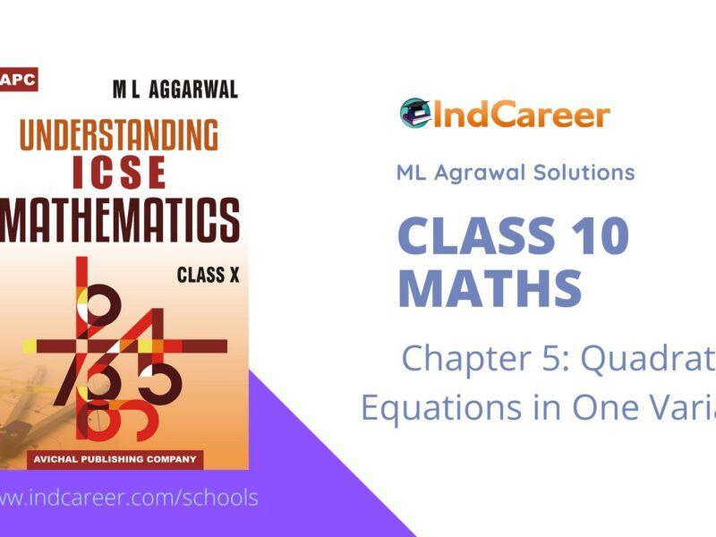 ML Aggarwal Solutions for Class 10 Maths Chapter 5- Quadratic Equations in One Variable