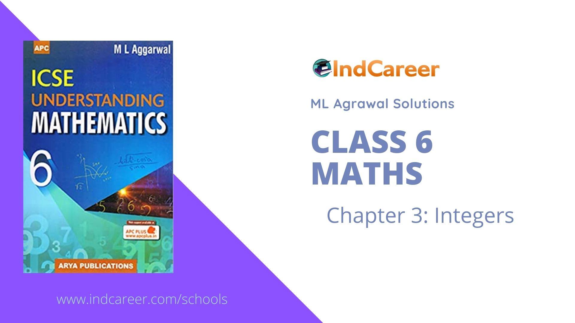 ML Aggarwal Solutions for Class 6 Maths Chapter 3- Integers