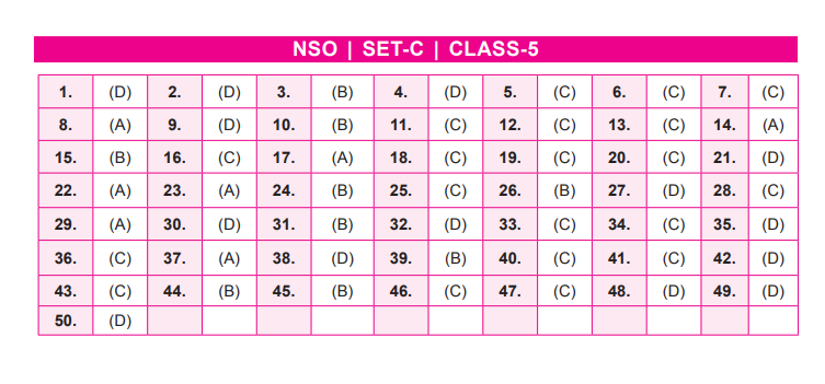 NSO Set-C Answer Key 2022 for Class 5
