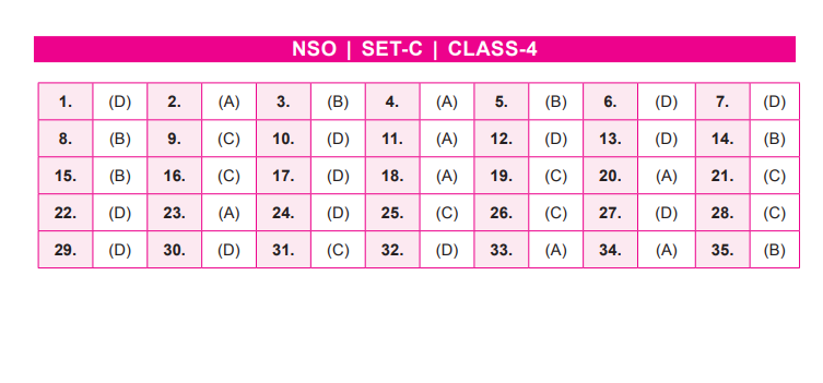 NSO Set-C Answer Key 2022 for Class 4