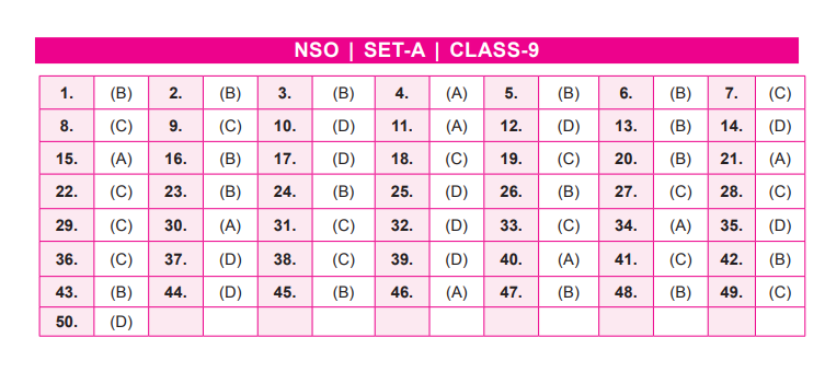 NSO Set-A Answer Key 2022 for Class 9