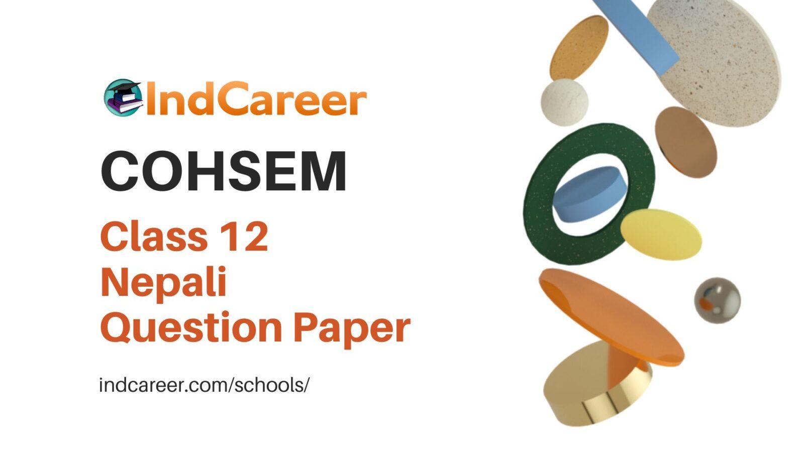 COHSEM Class 12 Question Paper for Nepali