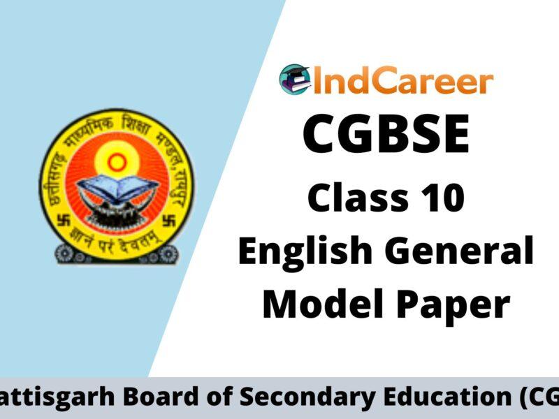 CGBSE 10th Sample Paper for English General