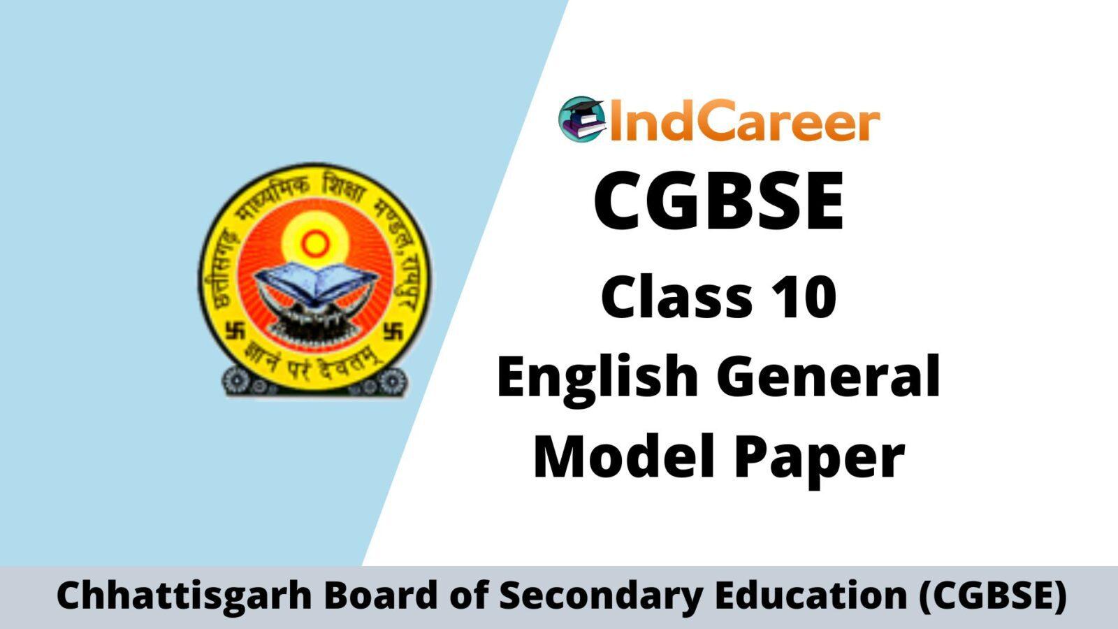 CGBSE 10th Sample Paper for English General