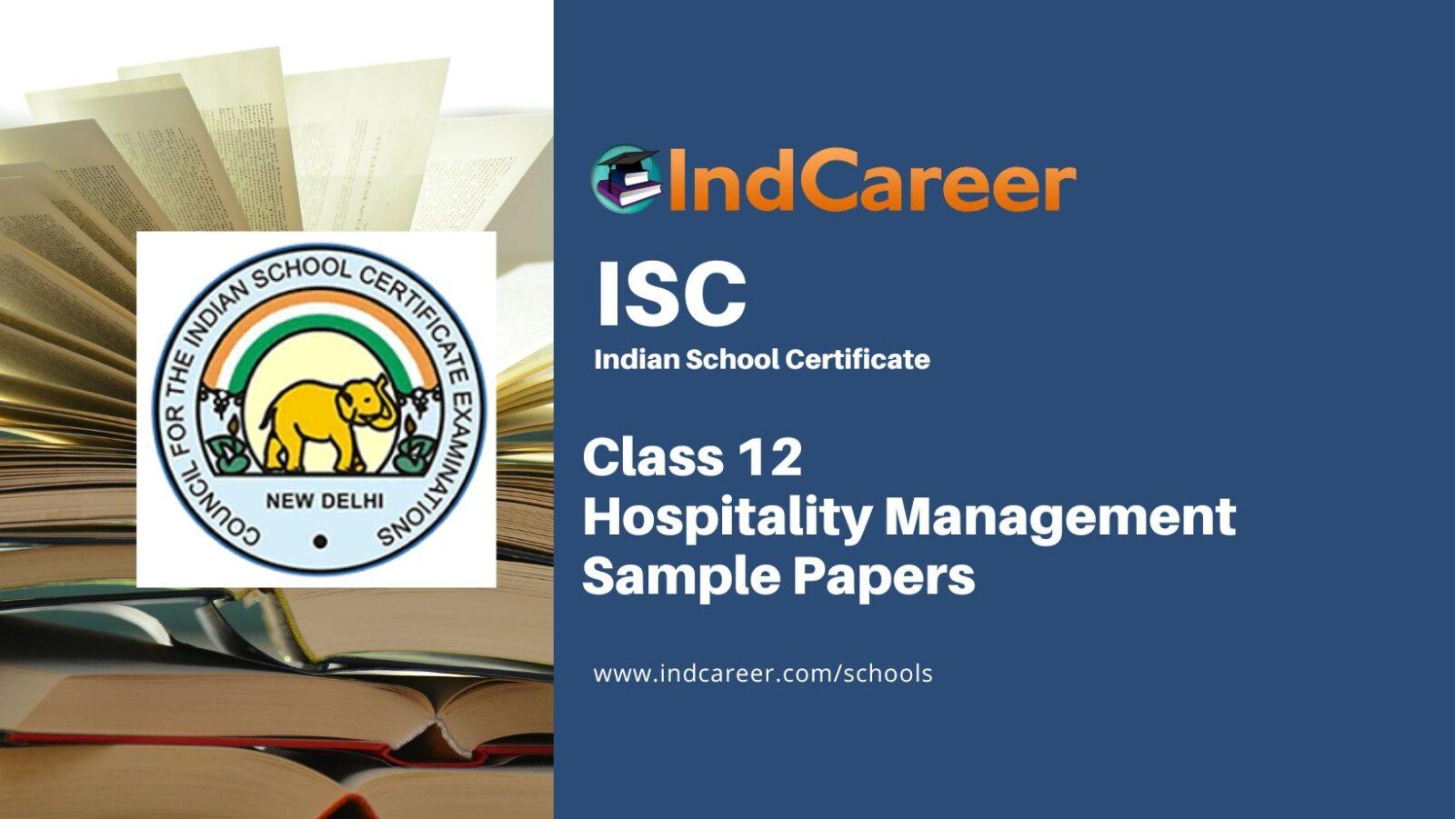 ISC Class 12 Hospitality Management Sample Paper