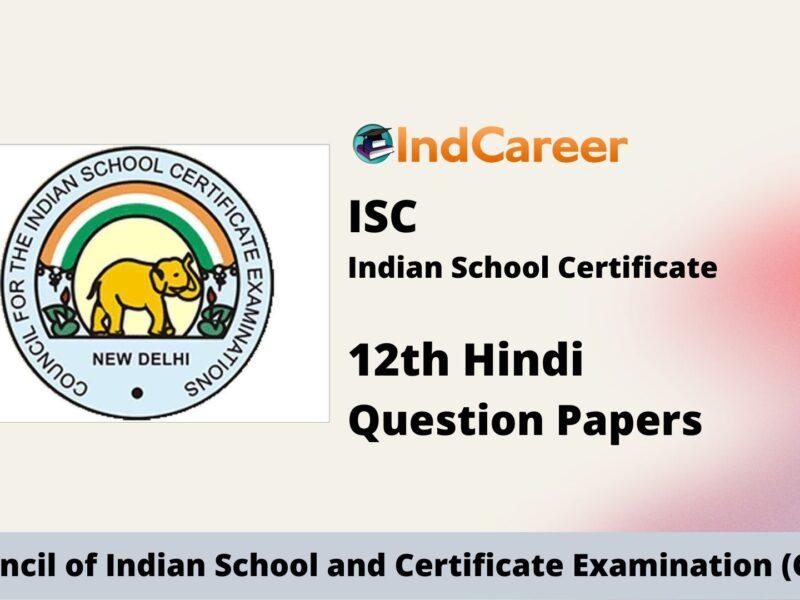 ISC Class 12 Hindi Question Papers