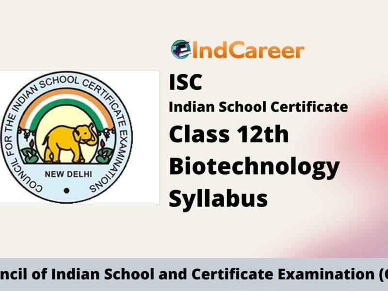 ISC Class 12 Biotechnology Syllabus