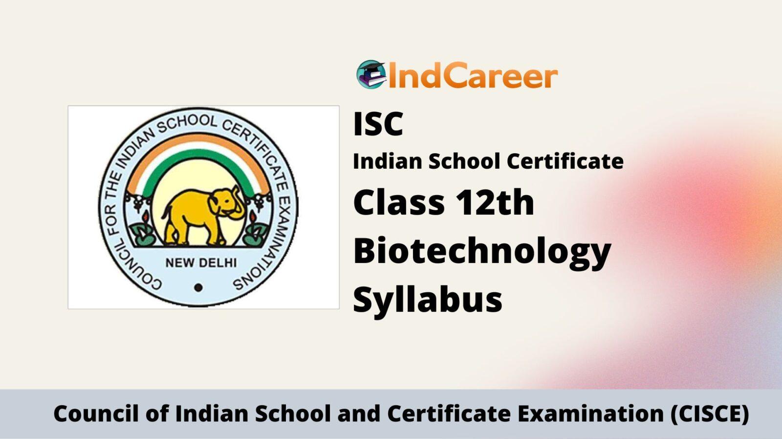 ISC Class 12 Biotechnology Syllabus