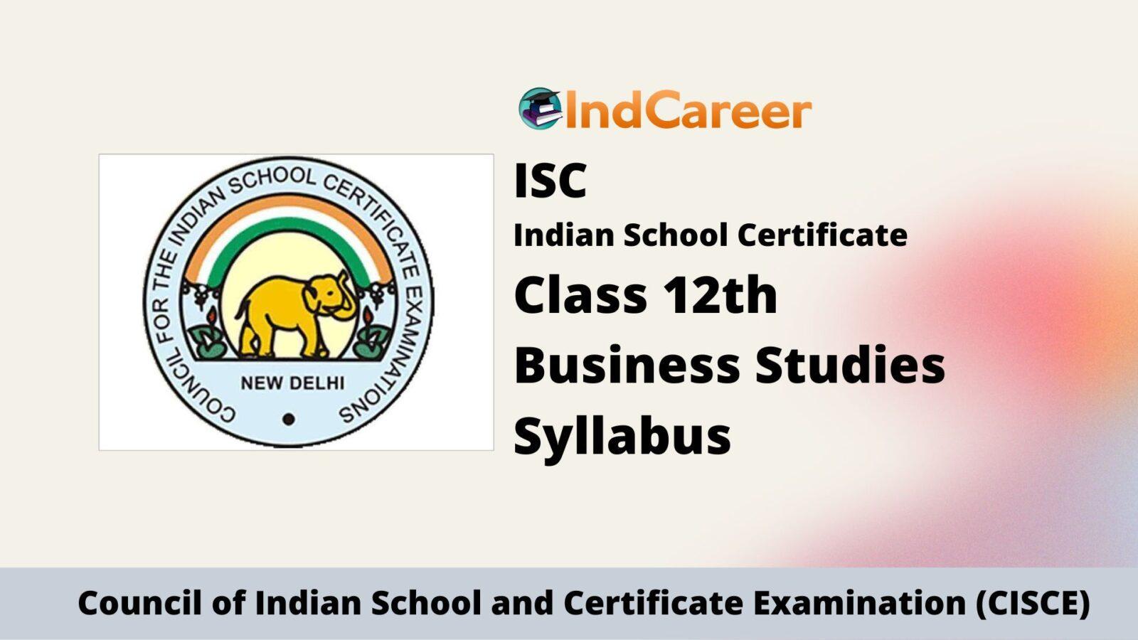 ISC Class 12 Business Studies Syllabus