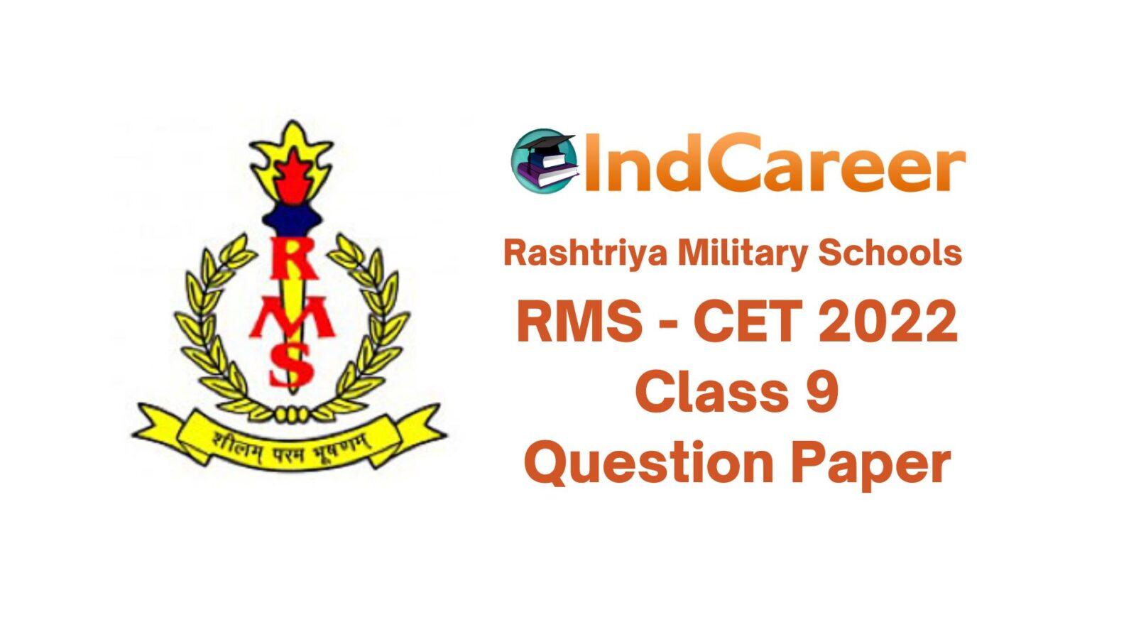 Rashtriya Military School 2022 Class 9 Question Paper