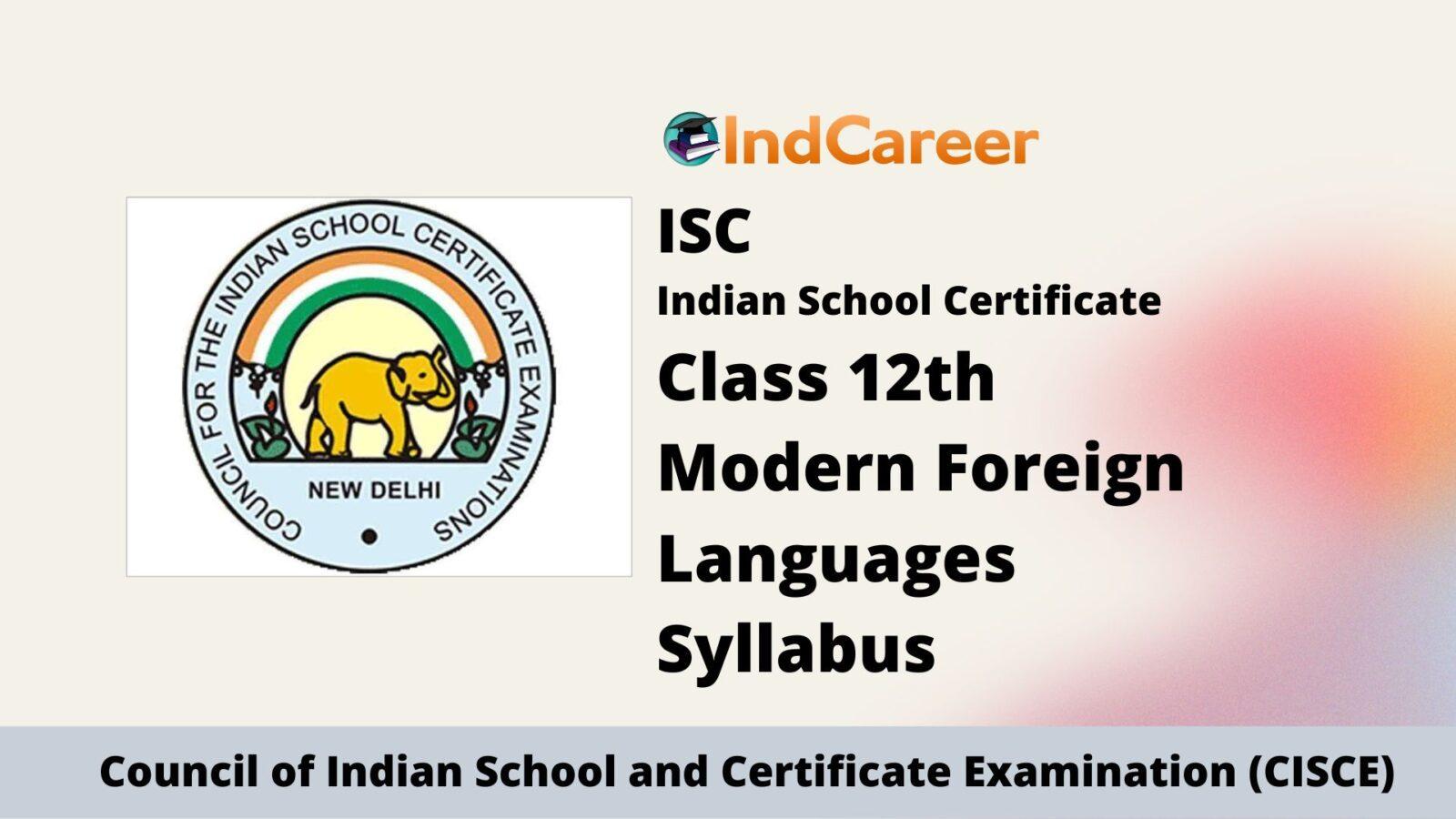ISC Class 12 Modern Foreign Languages Syllabus