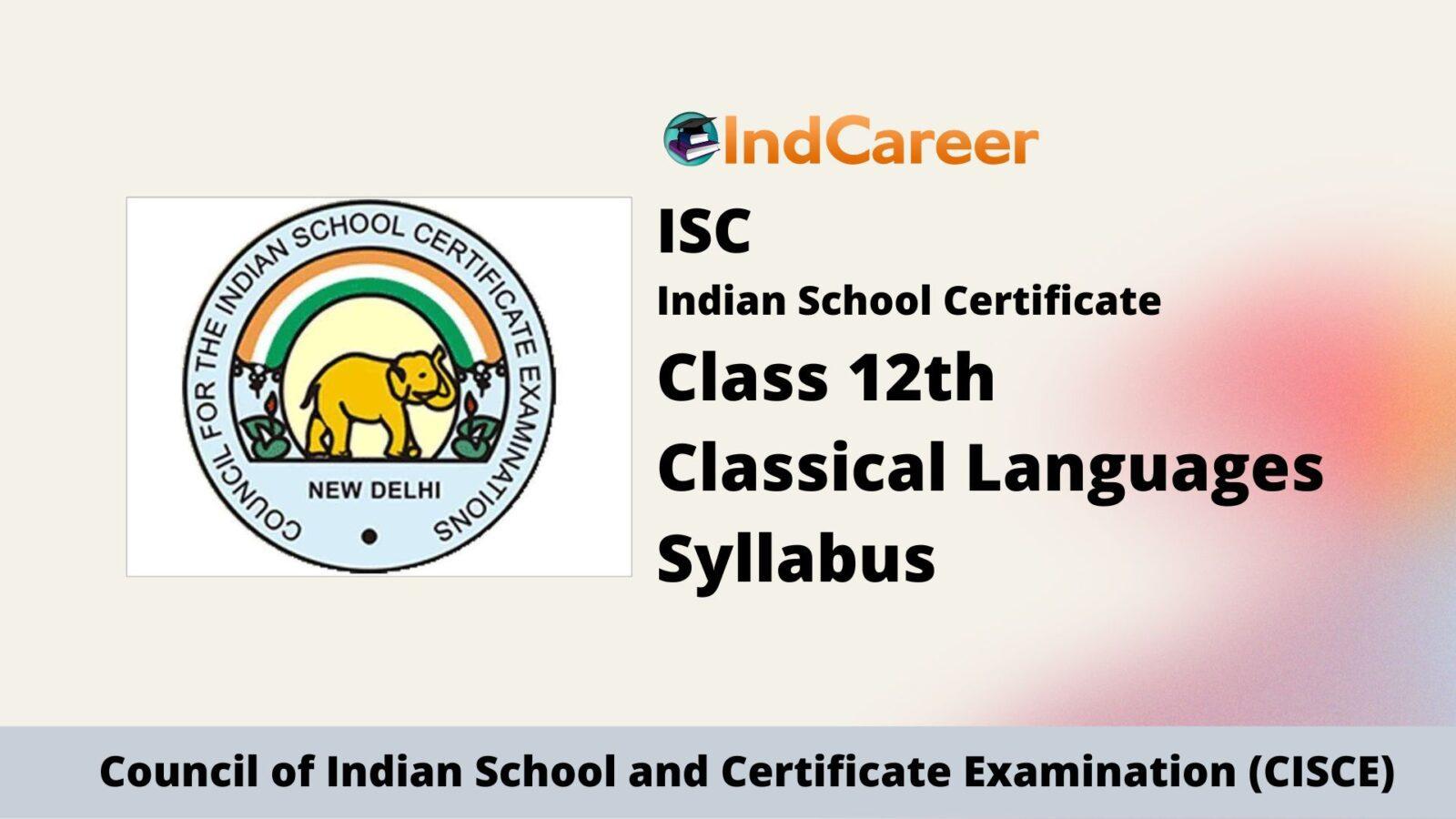 ISC Class 12 Classical Languages Syllabus