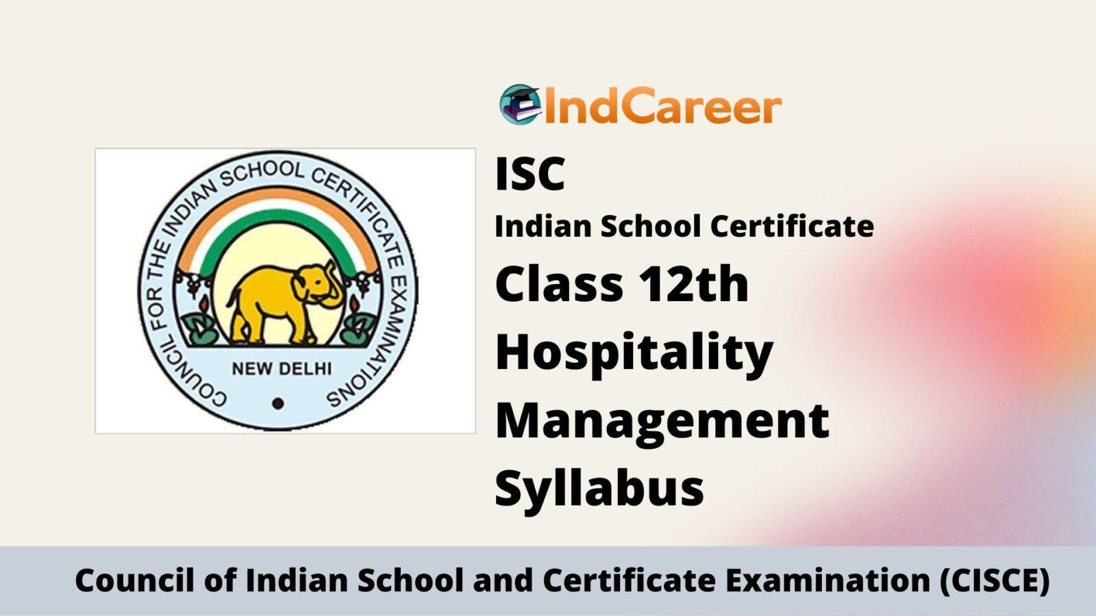 ISC Class 12 Hospitality Management