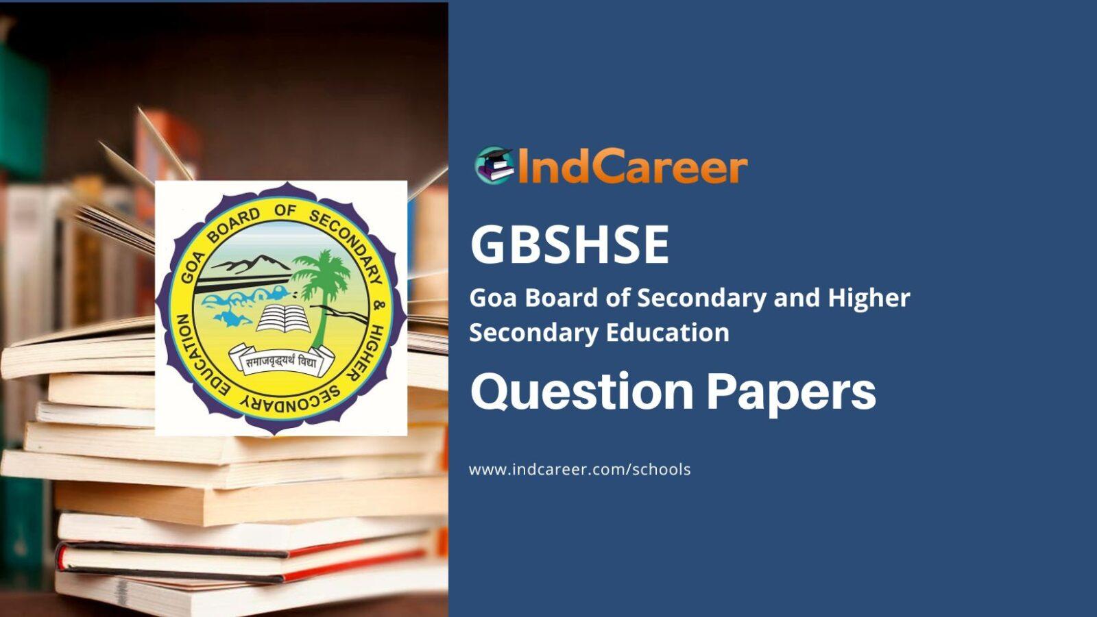 Goa Board Question Papers
