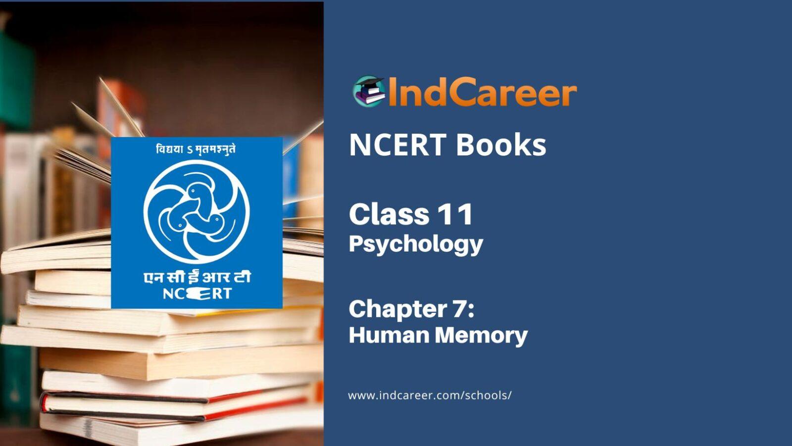NCERT Book for Class 11 Psychology Chapter 7 Human Memory