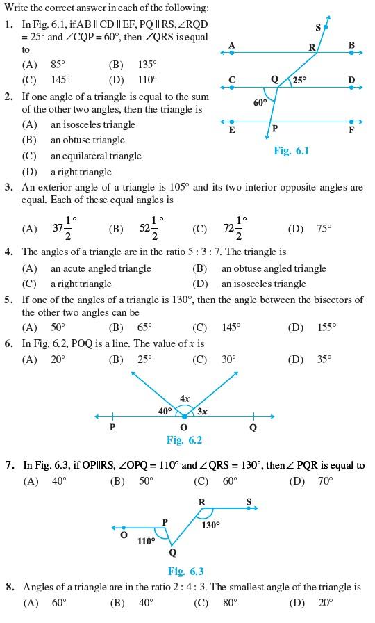 Class 9 Important Questions for Maths - Lines and Angles