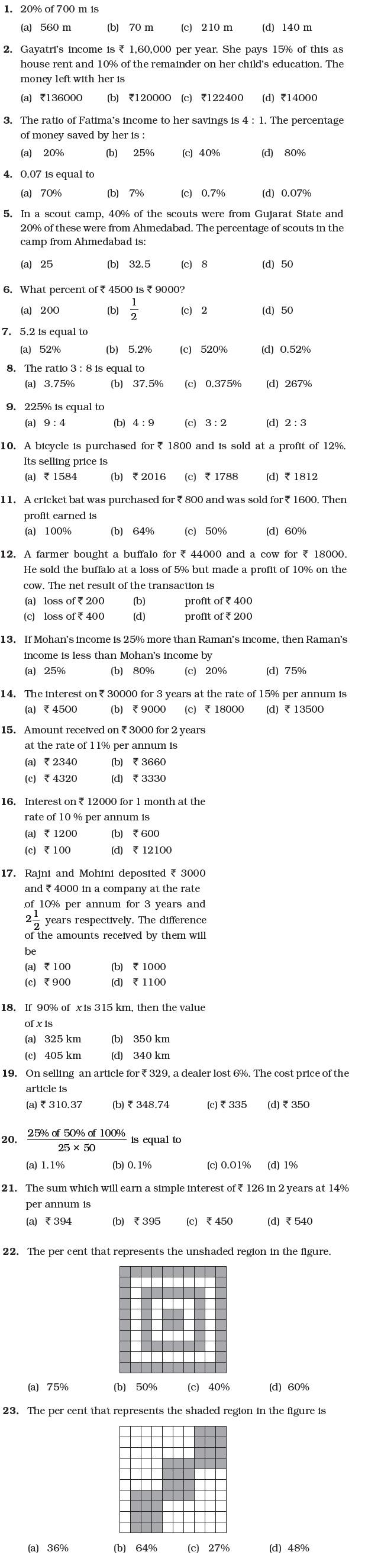 Class 7 Important Questions for Maths – Comparing Quantities