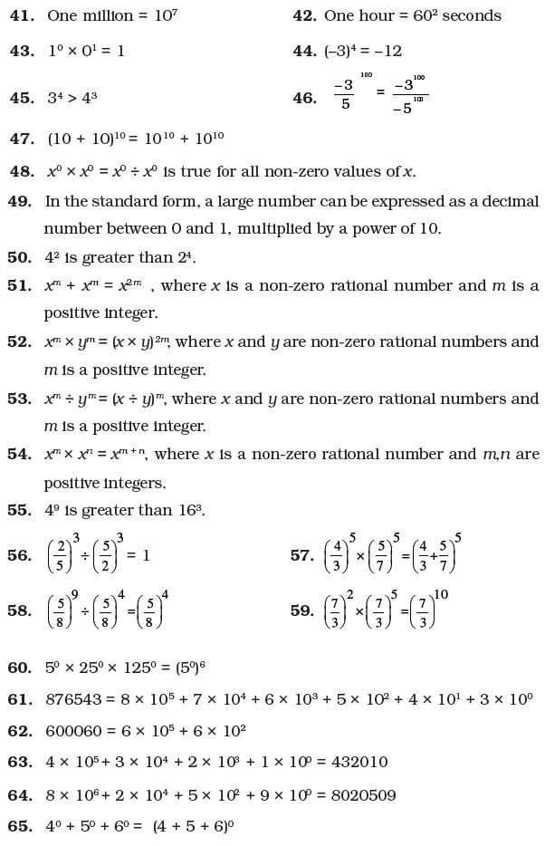 Class 7 Important Questions for Maths – Exponents and Powers