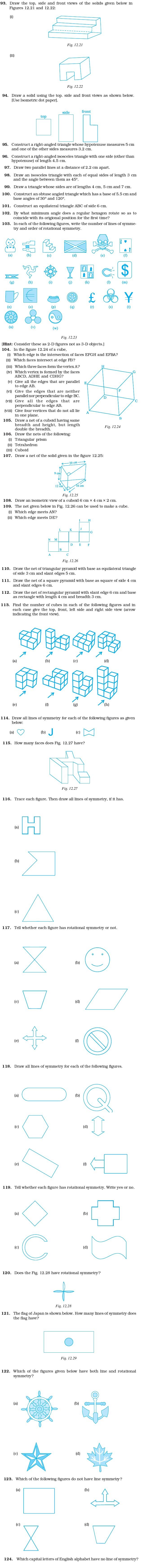 Class 7 Important Questions for Maths – Practical Geometry, Symmetry and Visualising Solid Shapes