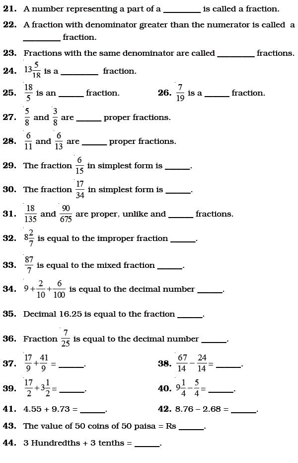 Fractions and Decimals/