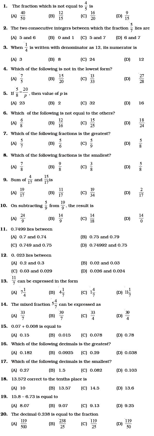 Fractions and Decimals/