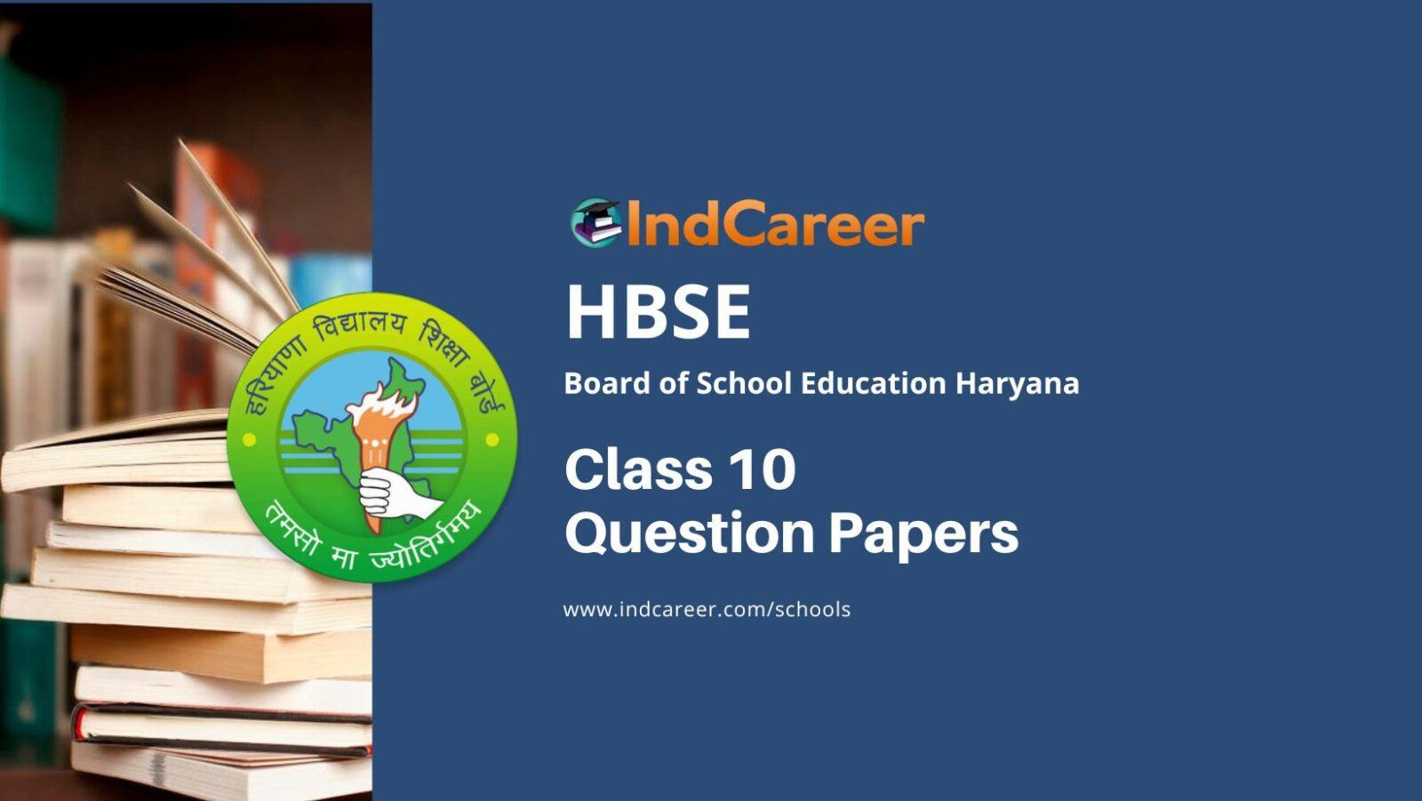 HBSE Class 10 Question Papers