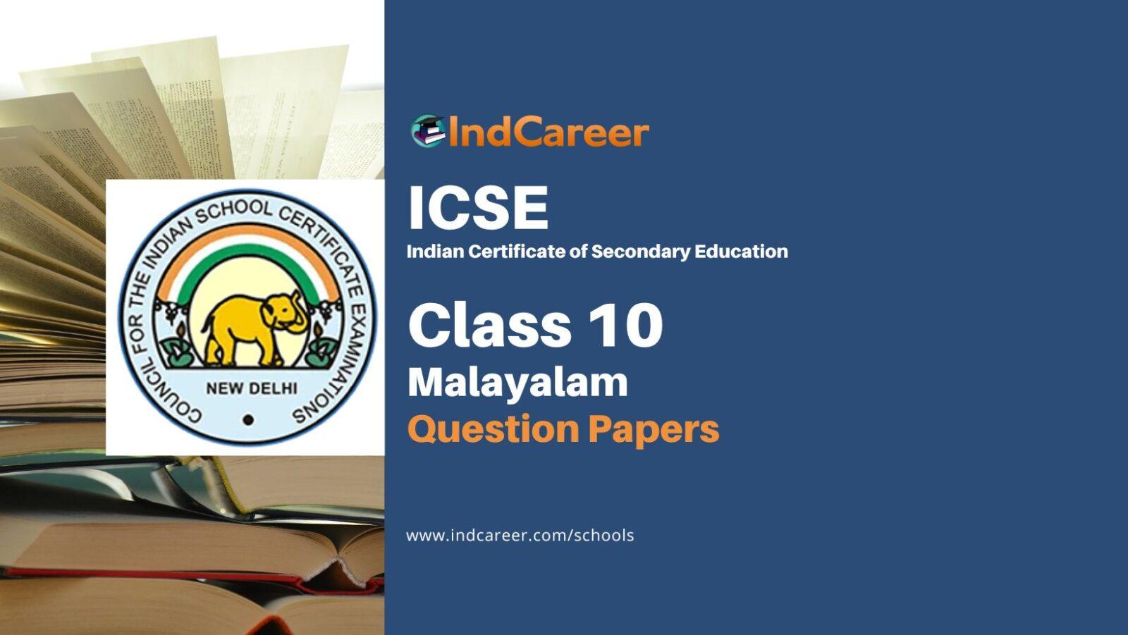 ICSE Class 10 Malayalam Previous Year Question Papers