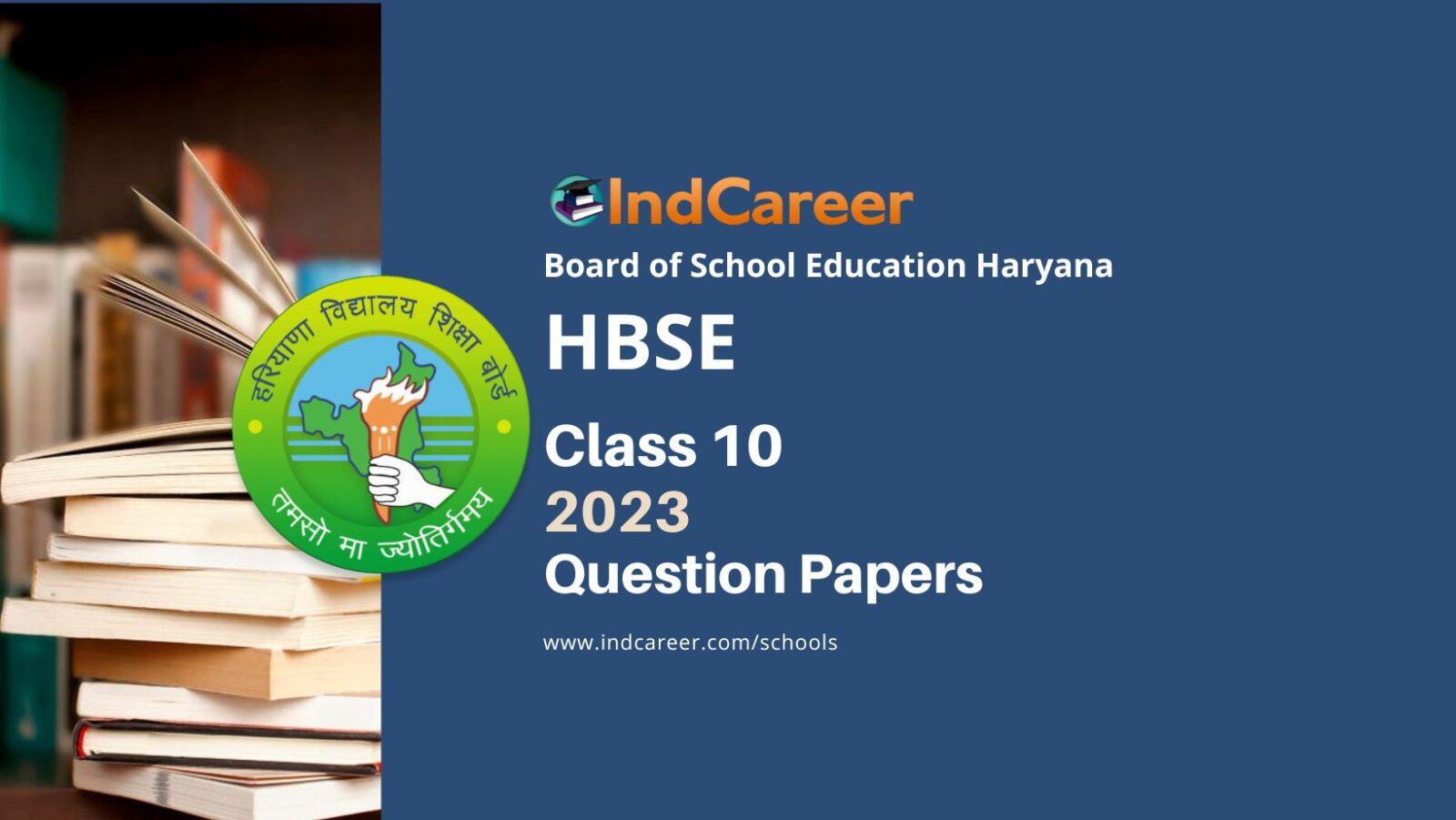 HBSE 10th 2023 Question Paper