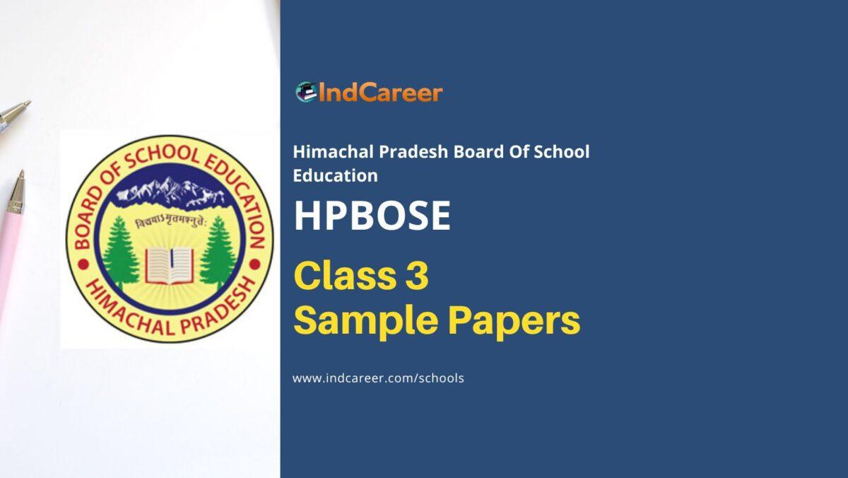 HPBOSE Class 3 Sample Question Papers: HP Board Class 3rd Model Paper