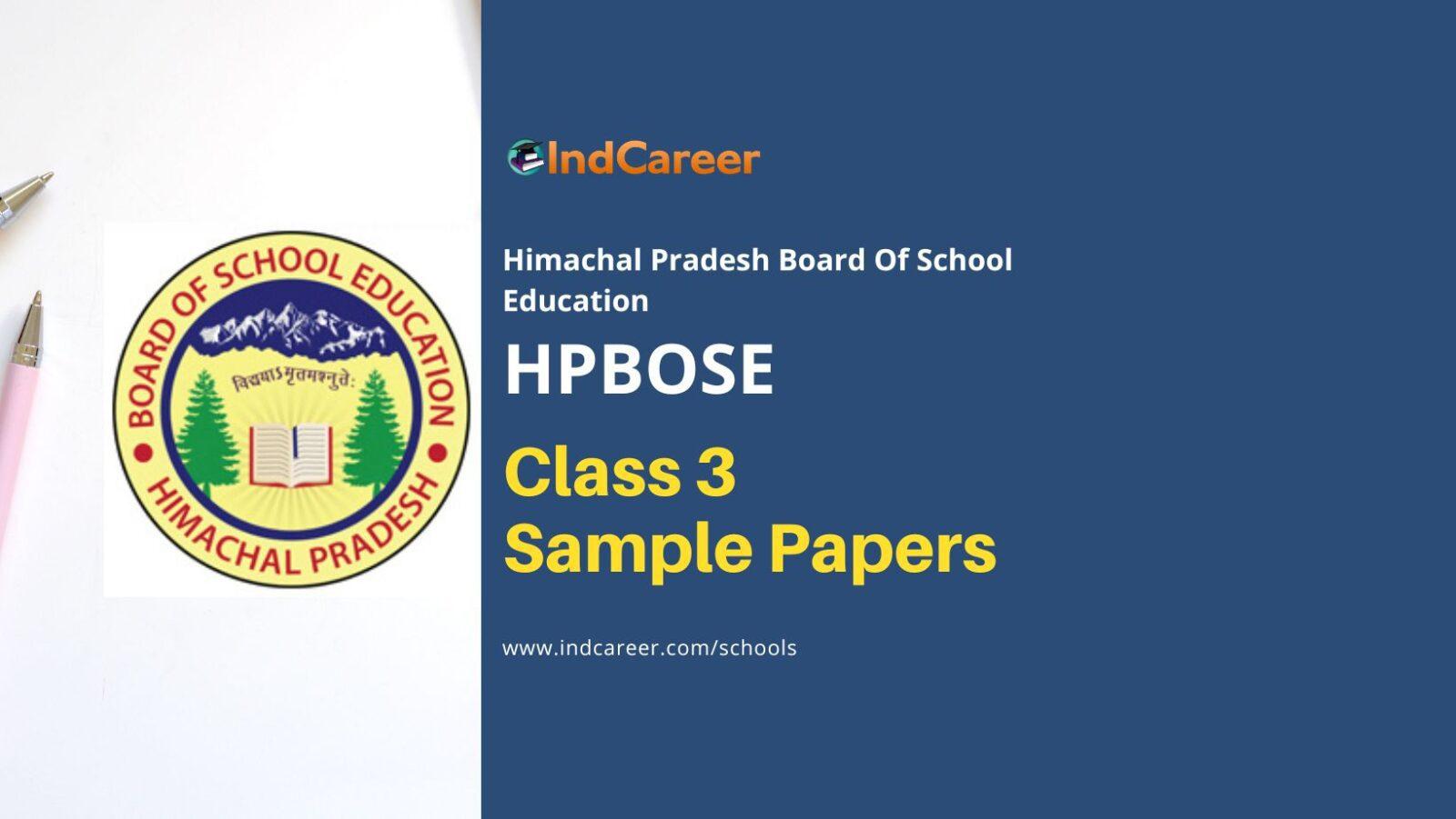 HPBOSE Class 3 Sample Question Papers: HP Board Class 3rd Model Paper