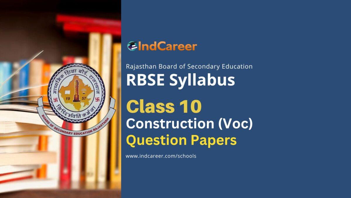RBSE Class 10 Construction (Vocational) Question Papers