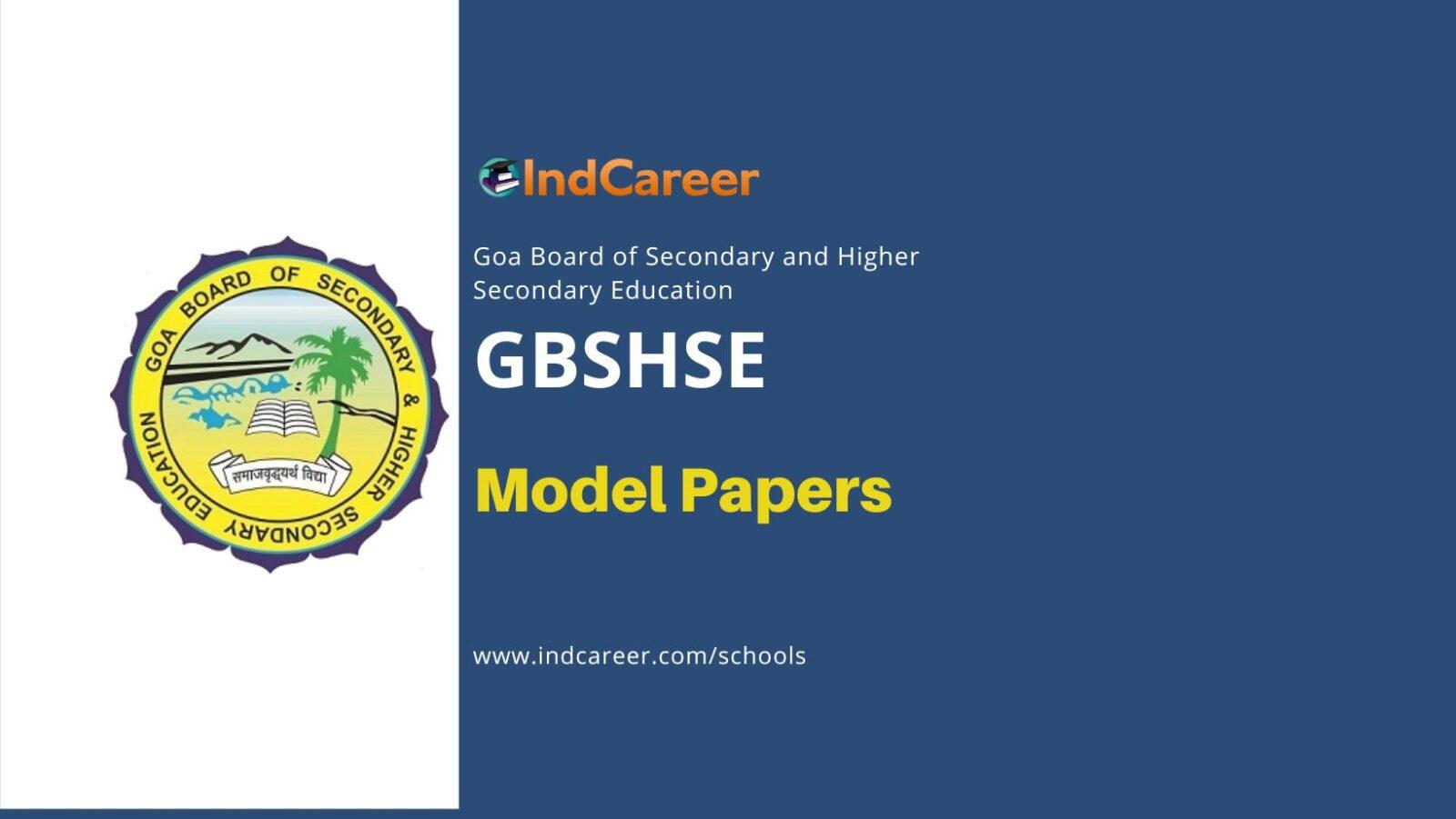 Goa Board Model Papers: Download GBSHSE Sample Papers