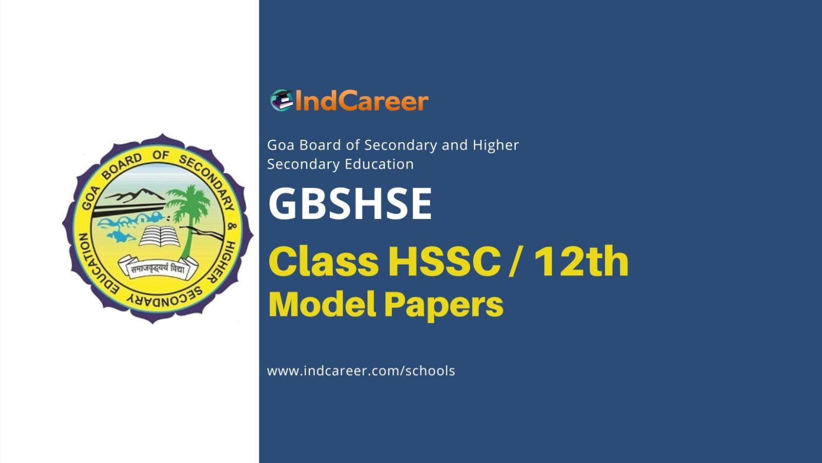 Goa Board HSSC Model Papers: Download GBSHSE Class 12th Sample Question Papers