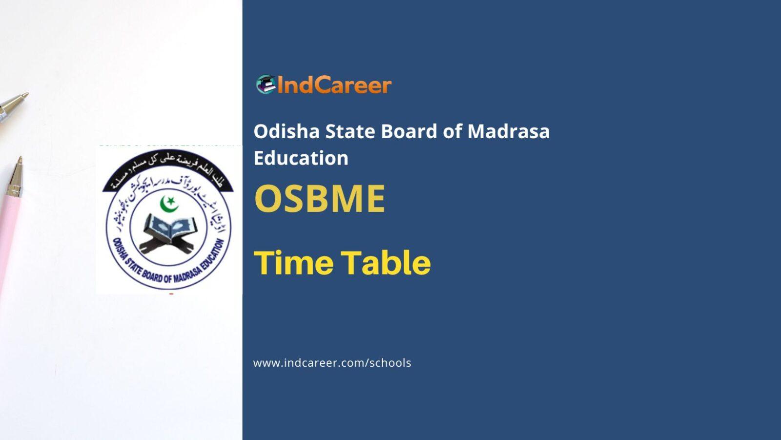 Odisha Madarsa Board Time Table