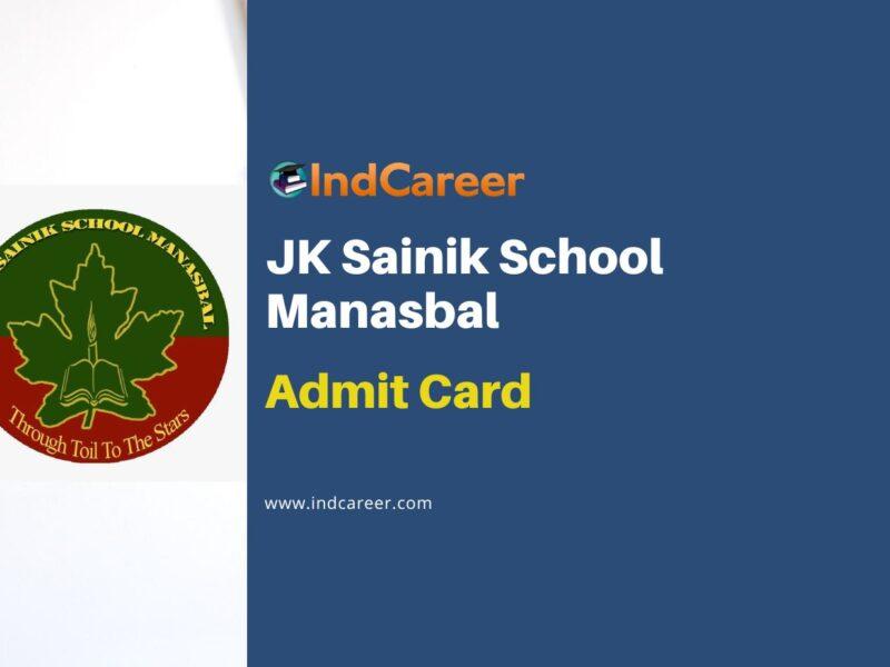 JK Sainik School Manasbal Admit Card