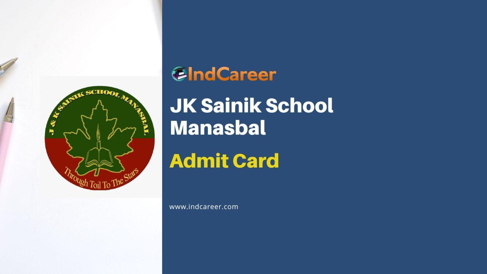 JK Sainik School Manasbal Admit Card