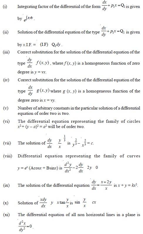 Class 12 Important Questions for Maths - Differential Equations
