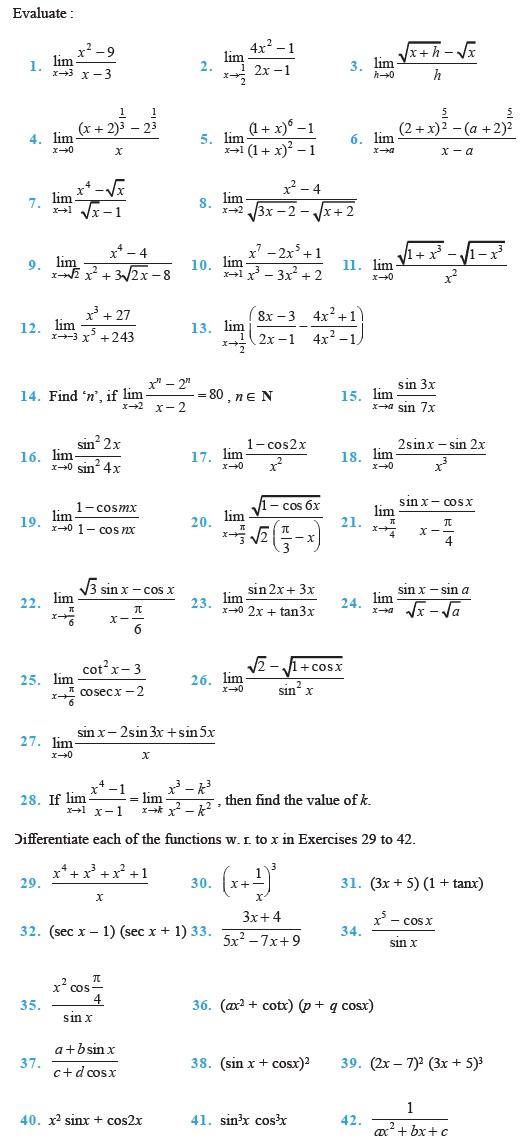 Limits and Derivatives