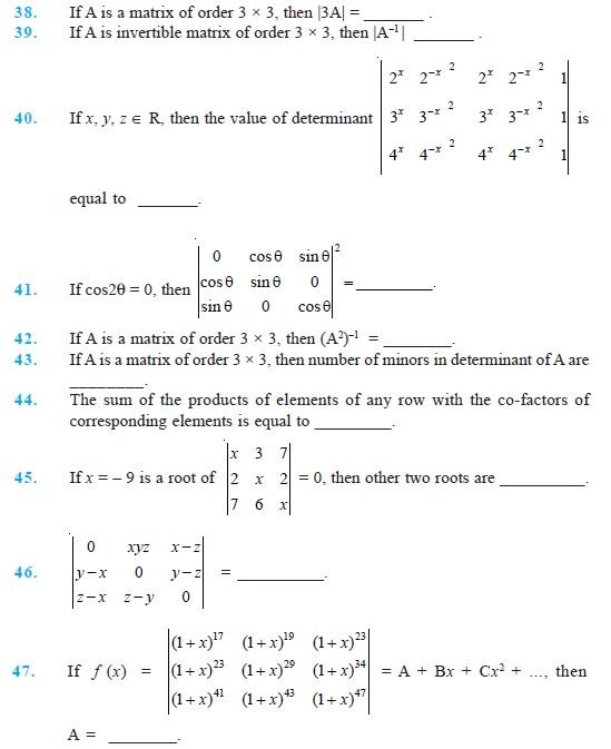 Class 12 Important Questions for Maths - Determinants