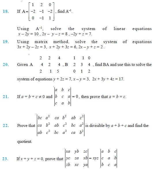 Class 12 Important Questions for Maths - Determinants